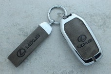 Чохол Lexus сірий метал шкіра