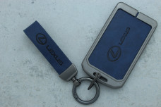 Чохол Lexus сірий синій метал шкіра