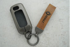 Чохол Renault коричневий сірий метал + шкіра