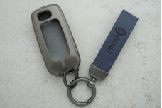 Чохол Renault синій сірий метал + шкіра