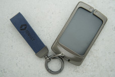 Чохол Renault синій сірий метал + шкіра, універсальний