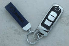 Чохол Mazda синій метал шкіра