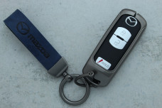 Чохол Mazda сірий синій метал шкіра