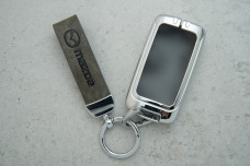 Чохол Mazda сіра шкіра + метал, універсальний