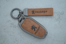 Чохол Peugeot сірий коричневий метал шкіра універсальний