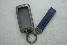 Чохол Mazda синій сірий метал + шкіра універсальний