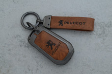 Чохол Peugeot сірий коричневий метал шкіра