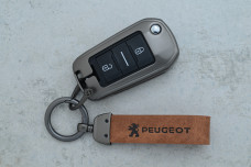 Чохол Peugeot сірий коричневий метал шкіра