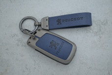 Чохол Peugeot сірий синій метал шкіра