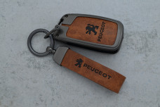 Чохол Peugeot сірий коричневий метал шкіра