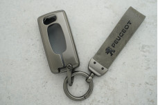 Чохол Peugeot сірий метал шкіра, універсальний