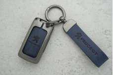 Чохол Peugeot синій сірий метал + шкіра, універсальний