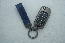 Чохол Skoda синій сирій метал шкіра універсальний