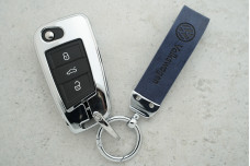 Чохол VW синя шкіра + метал, універсальний