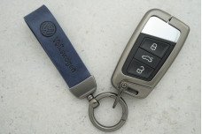 Чохол VW синій сірий шкіра + метал, універсальний