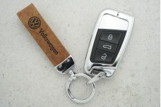 Чохол VW коричневий метал +шкіра, універсальний