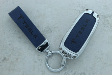 Чохол Tesla синій метал шкіра