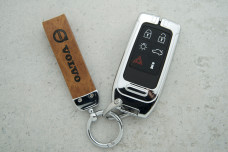 Чохол Volvo коричневий метал + шкіра, універсальний