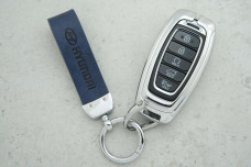 Чохол Hyundai синій шкіра + метал