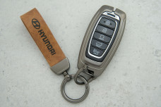 Чохол Hyundai коричневий сірий метал шкіра