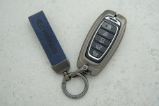 Чохол Hyundai синій сірий метал + шкіра