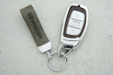 Чохол Hyundai сіра шкіра + метал