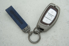 Чохол Hyundai синій сірий метал шкіра універсальний