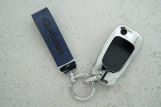 Чохол Hyundai синя шкіра + метал, універсальний