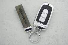 Чохол Hyundai сірий шкіра + метал, універсальний