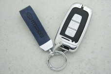 Чохол Hyundai синя шкіра + метал, універсальний