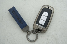 Чохол Hyundai синій сірий метал + шкіра, універсальний