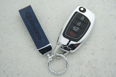 Чохол Hyundai синій шкіра + метал, універсальний