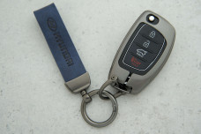 Чохол Hyunda синій сірий шкіра + метал, універсальний