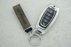 Чохол Hyundai сірий шкіра + метал, універсальний