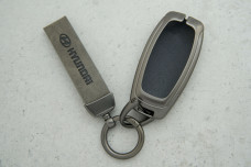 Чохол Hyundai сірий метал + шкіра, універсальний