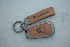 Чохол Citroen сірий коричневий метал шкіра універсальний