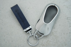 Чохол Mercedes синій метал + шкіра, універсальний