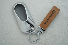 Чохол Mercedes коричневий метал + шкіра, універсальний