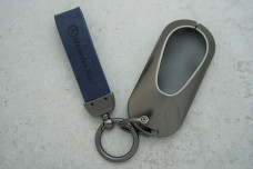 Чохол Mercedes синій сірий метал + шкіра, універсальний