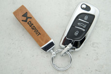 Чохол Citroen коричнева шкіра + метал, універсальний