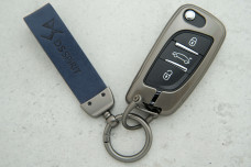 Чохол Citroen синій шкіра + метал сірий, універсальний