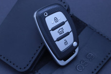 Чохол Hyundai срібло фактура шкіри