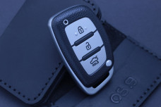 Чохол Hyundai срібло фактура шкіри