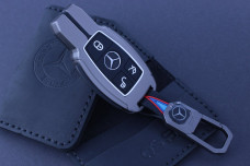 Чохол Mercedes-Benz рибка 3KH ПТ black мет+силікон чорний №1