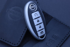 Чохол Nissan срібло фактура шкіри