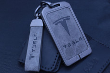 Чохол Tesla метал + шкіра