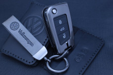 Чохол VW сірий метал + шкіра